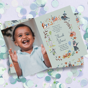 Laat Pawty Blue Dog Puppy Verjaardagsfeestje Bedankkaart