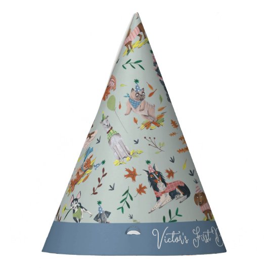 Laat Pawty Blue Dog Puppy Verjaardagsfeestje Feesthoedjes (Links)