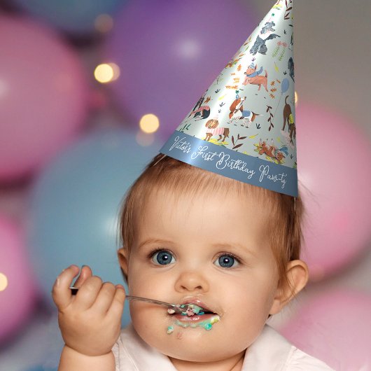 Laat Pawty Blue Dog Puppy Verjaardagsfeestje Feesthoedjes