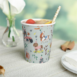 Laat Pawty Blue Dog Puppy Verjaardagsfeestje Papieren Bekers