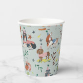 Laat Pawty Blue Dog Puppy Verjaardagsfeestje Papieren Bekers (Voorkant)