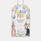 Laat Pawty Dog eerste verjaardag Dank u Label Cadeaulabel (Voorkant)