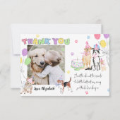 Laat Pawty Dog First Birthday Foto Dank je wel! Kaart (Voorkant)