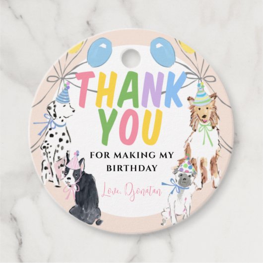 Laat Pawty Dog First Birthday Party Dank u Label (Voorkant)