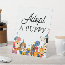 Laat Pawty Dog Partij een papaveradoptie goedkeure Reclamebord Met Voetstuk
