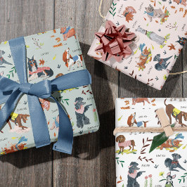 Laat Pawty Dog Puppy Birthday Party Inpakpapier Vel