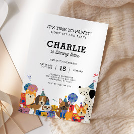 Laat Pawty Dog Puppy Birthday Party Kaart
