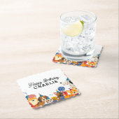 Laat Pawty Dog Puppy Birthday Party Kartonnen Onderzetters (Insitu)