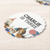 Laat Pawty Dog Puppy Birthday Party Kartonnen Onderzetters (Gekanteld)