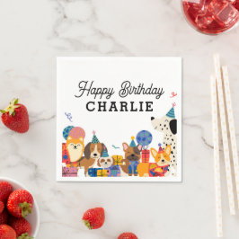 Laat Pawty Dog Puppy Birthday Party Servet