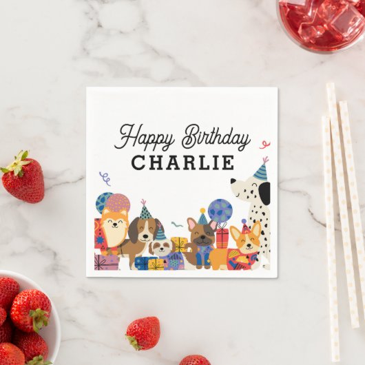 Laat Pawty Dog Puppy Birthday Party Servet (Insitu)