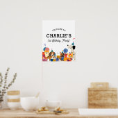 Laat Pawty Dog Puppy Birthday Welkom Poster (Keuken)