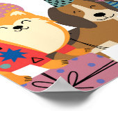 Laat Pawty Dog Puppy Birthday Welkom Poster (Hoek)