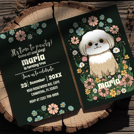 Laat Pawty Dog Puppy Verjaardag Retro Kaart