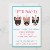 Laat Pawty French Bulldog Party Petten Kaart (Voorkant)