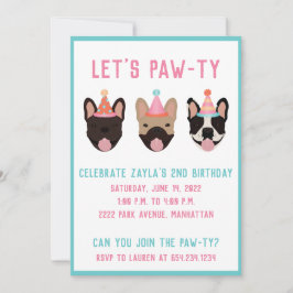 Laat Pawty French Bulldog Party Petten Kaart