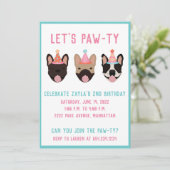 Laat Pawty French Bulldog Party Petten Kaart (Staand voorkant)