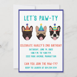 Laat Pawty French Bulldog Party Petten Kaart
