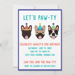 Laat Pawty French Bulldog Party Petten Kaart