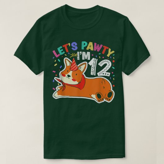 Laat Pawty Im 1212th Birthday Corgi Dog T-shirt (Design voorkant)
