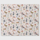 Laat Pawty Pink Dog Puppy Verjaardagsfeestje Cadeaupapier (Vlak)