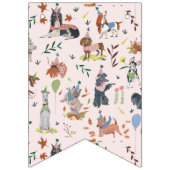 Laat Pawty Pink Dog Puppy Verjaardagsfeestje Vlaggetjes (Eerste vlag)