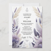 Laat Plum Herfst Lente Zomer Lavendel Sage Bruilof Kaart (Voorkant)