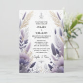 Laat Plum Herfst Lente Zomer Lavendel Sage Bruilof Kaart (Staand voorkant)