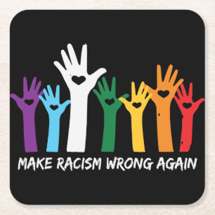 Laat racisme verkeerde hartzanden maken kartonnen onderzetters