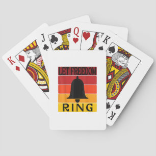 Laat Retro Zonsondergang Bel Vrijheid Klinken Pokerkaarten
