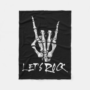 Laat Rock Band Rock and Roll Skeleton Hand Sign Ro Fleece Deken