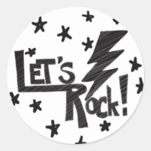 Laat Rock Lightening Bolt Zwart op Wit Ronde Sticker