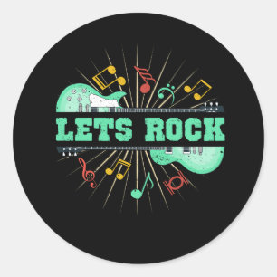 Laat Rock Retro Music Rock en Roll Guitar Note M Ronde Sticker