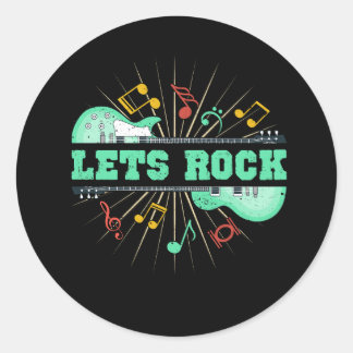 Laat Rock Retro Music Rock en Roll Guitar Note M Ronde Sticker