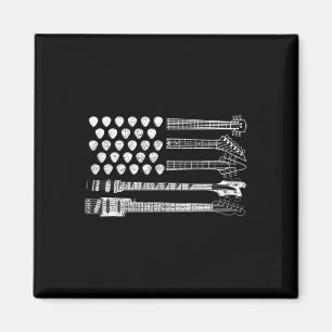 Laat Rock Rock N Roll Gitaar Retro Usa Vlag Voor W Magneet
