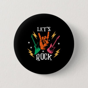 Laat Rocken Papa Vader Gitaar Gitarist Rock N Roll Ronde Button 5,7 Cm