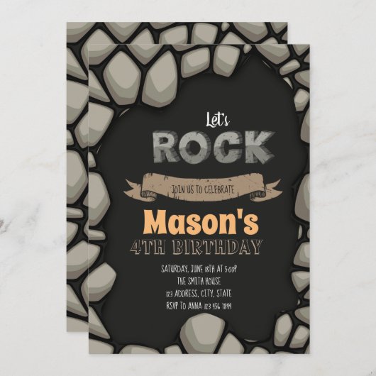 Laat rockparty-uitnodiging kaart (Voorkant / Achterkant)