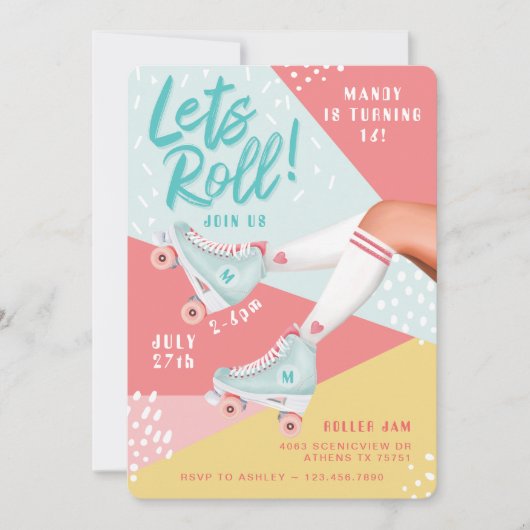 Laat Roll Fun Retro Throwback Rollerskating Vibe Kaart (Voorkant)