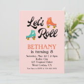 Laat Roll Roller Schaats Birthday Uitnodiging (Staand voorkant)