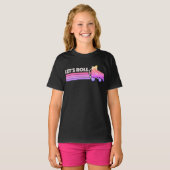 Laat rolroterende roterende roze roze stripes t-shirt (Voorkant volledig)