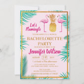 Laat Roze Flamingle Pineapple Bachelorette Custom Kaart (Voorkant)