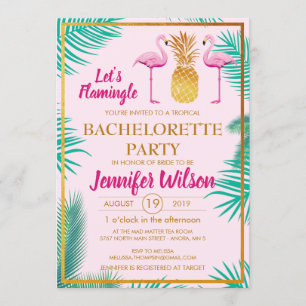 Laat Roze Flamingle Pineapple Bachelorette Custom Kaart