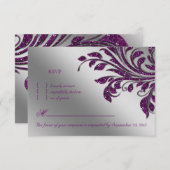 Laat RSVP Wedding Reply Card Paarse Sparkle achter (Voorkant / Achterkant)