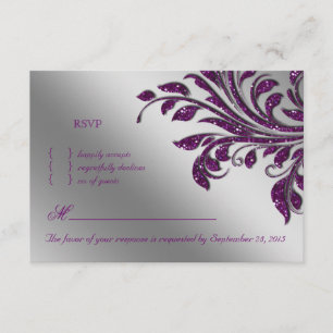 Laat RSVP Wedding Reply Card Paarse Sparkle achter Kaartje