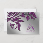 Laat RSVP Wedding Reply Card Paarse Sparkle achter Kaartje (Achterkant)