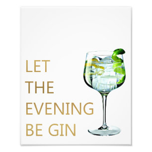 Laat 's avonds gin zijn foto afdruk