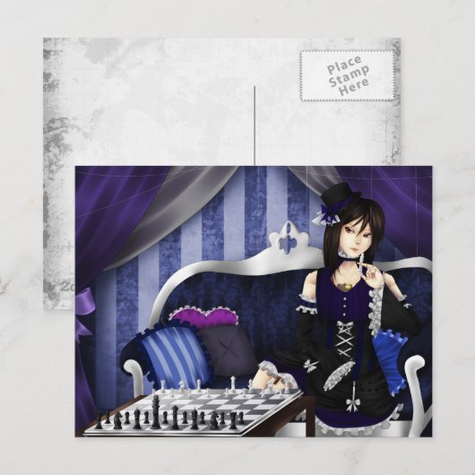 Laat schaakschaak spelen briefkaart (Voorkant / Achterkant)