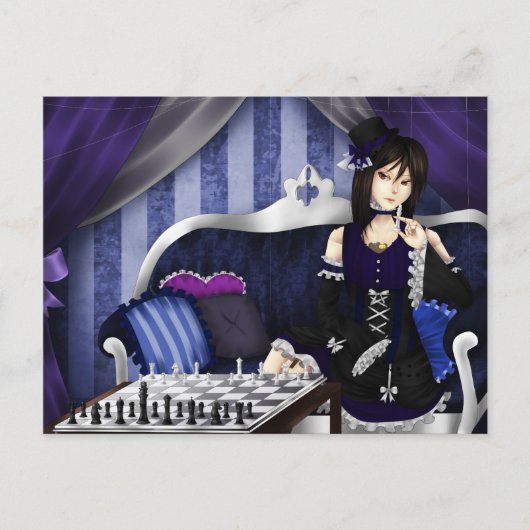 Laat schaakschaak spelen briefkaart (Voorkant)