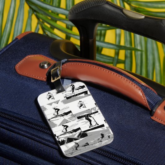 Laat scoot rond - Stunt scooter rijder Bagagelabel (Voorkant Insitu 1)