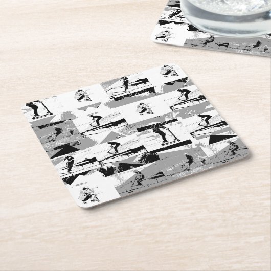 Laat scoot rond - Stunt scooter rijder Kartonnen Onderzetters (Schuin)